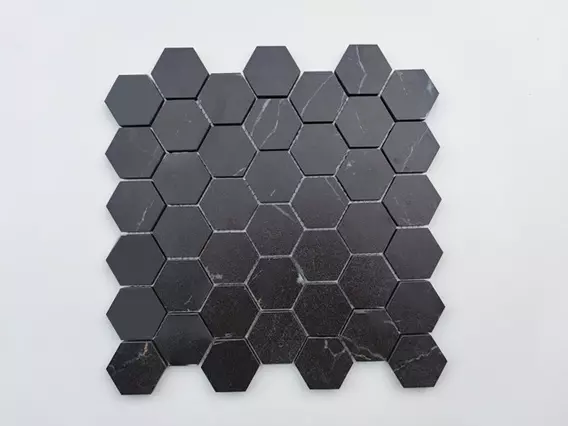 Super Black Marble Slate Hexagon Mosaic photo 4