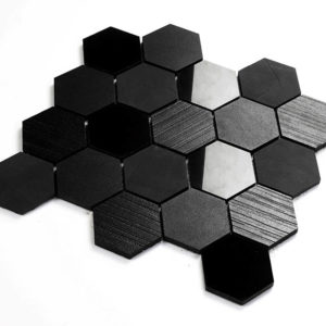 Super Black Random Strip Multi-Finish Through-Body Porcelain Linear Mosaic photo 3