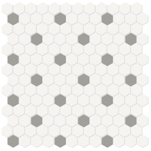 Soho Canvas White w/ Cement Chic Hexagon 1" Matte Mosaic