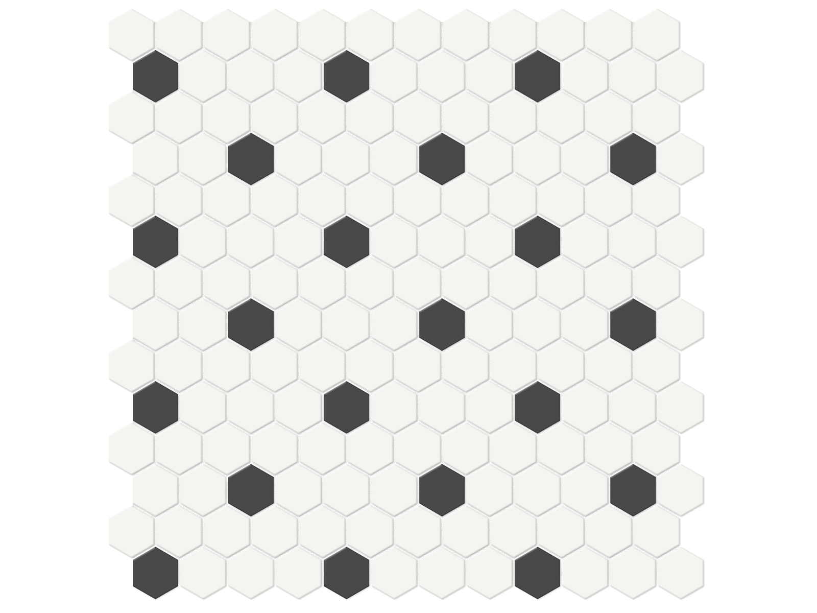 Soho Canvas White w/ Retro Black Hexagon 1" Matte Mosaic