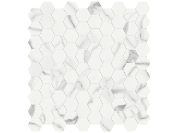Mayfair Statuario Venato Hexagon Mosaic 1.25" Polished