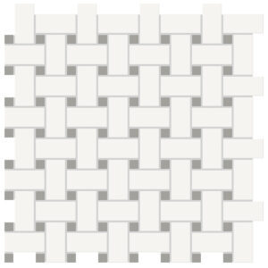 Soho Canvas White w/ Cement Chic Dot Basketweave Matte Mosaic