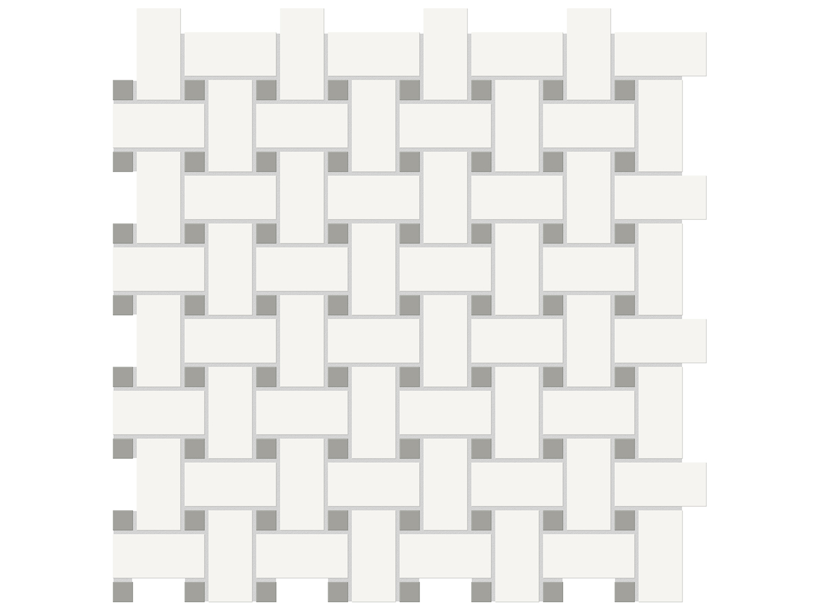 Soho Canvas White w/ Cement Chic Dot Basketweave Matte Mosaic