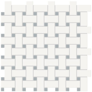 Soho Canvas White w/ Cloud Blue Dot Basketweave Matte Mosaic