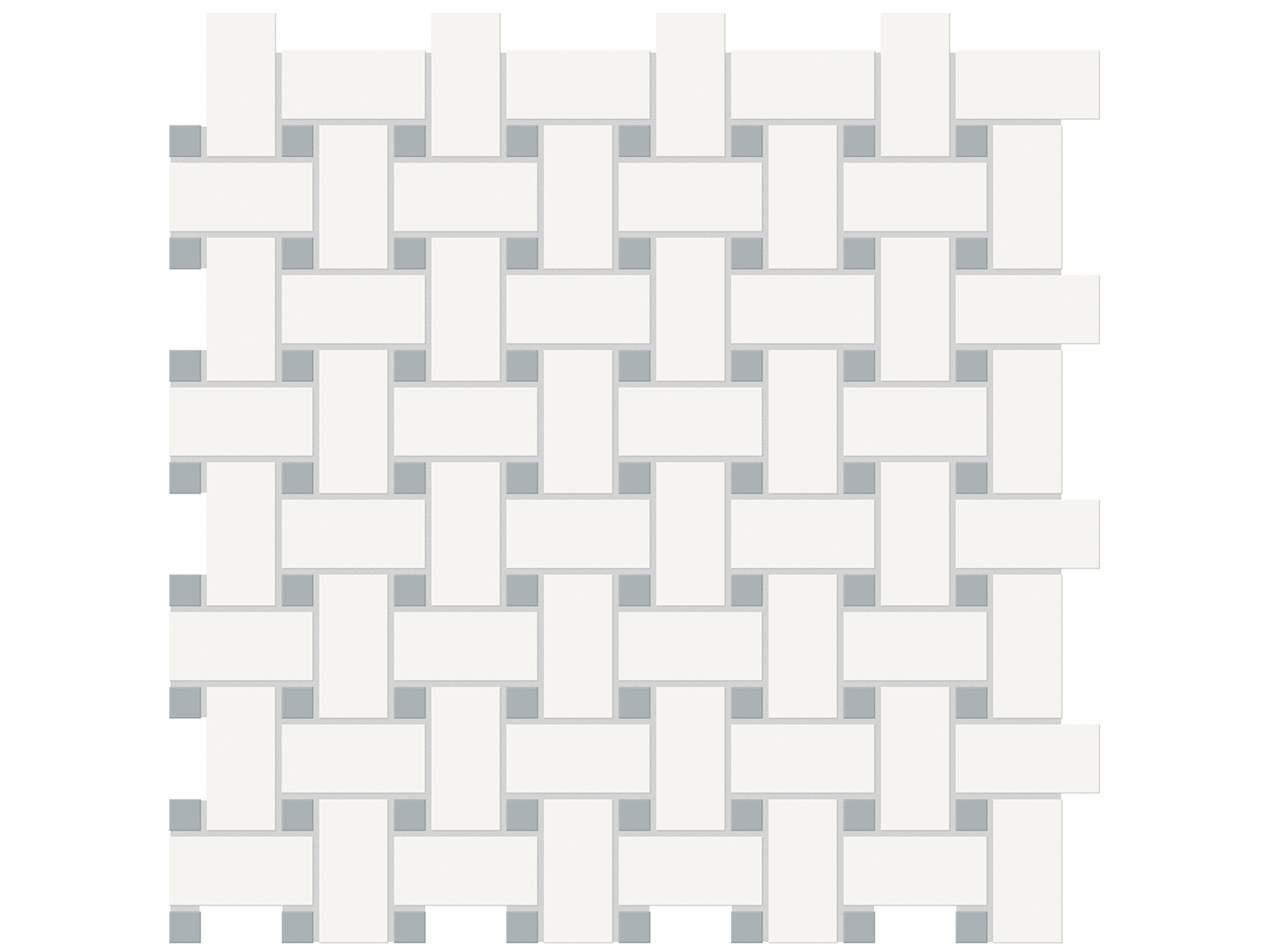 Soho Canvas White w/ Cloud Blue Dot Basketweave Matte Mosaic