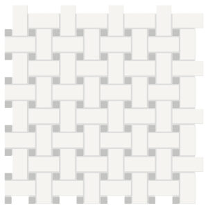 Soho Canvas White w/ Loft Grey Dot Basketweave Matte Mosaic