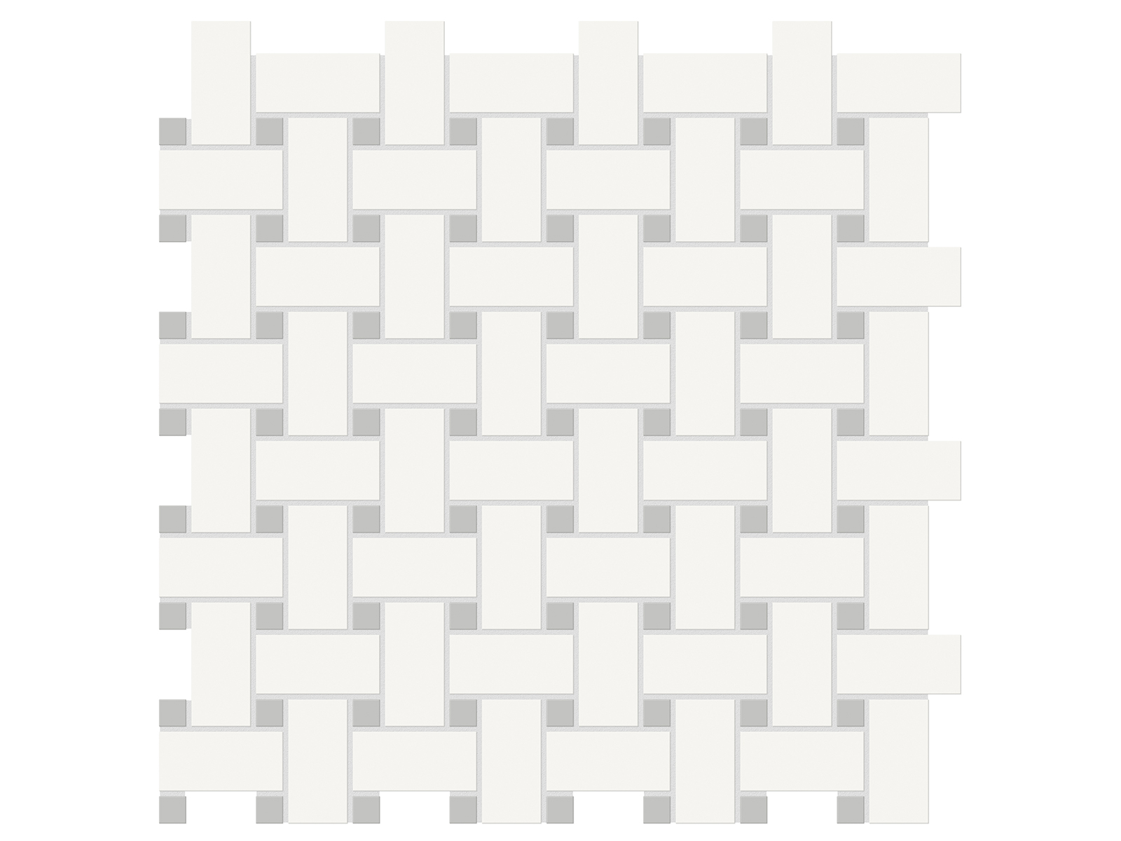 Soho Canvas White w/ Loft Grey Dot Basketweave Matte Mosaic