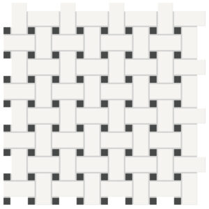 Soho Canvas White w/ Retro Black Dot Basketweave Matte Mosaic