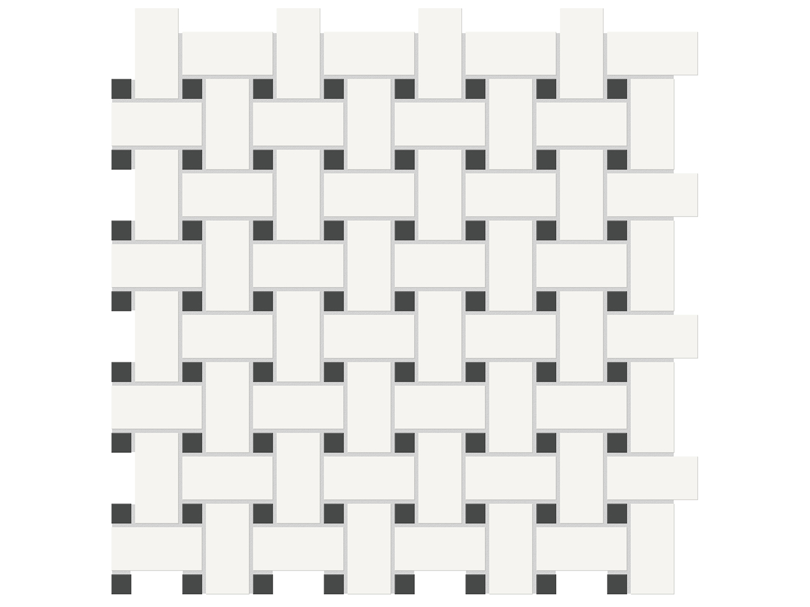 Soho Canvas White w/ Retro Black Dot Basketweave Matte Mosaic