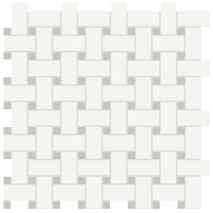 Soho Canvas White w/ Soft Sage Dot Basketweave Matte Mosaic