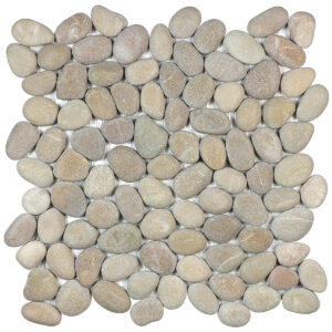 Zen Driftwood Tan Natural Pebble Matte Mosaic