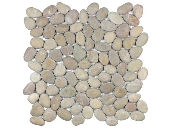 Zen Driftwood Tan Natural Pebble Matte Mosaic