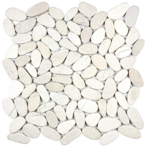Zen Serenity Ivory Flat Pebble Matte Mosaic