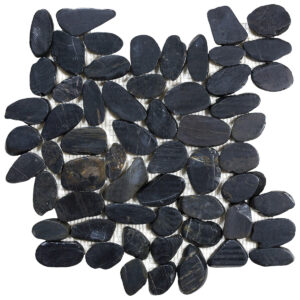 Zen Tahitian Black Sand Flat Pebble Polished Mosaic