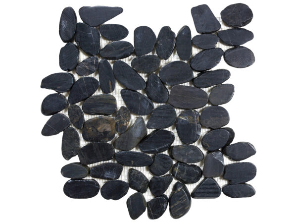 Zen Tahitian Black Sand Flat Pebble Polished Mosaic