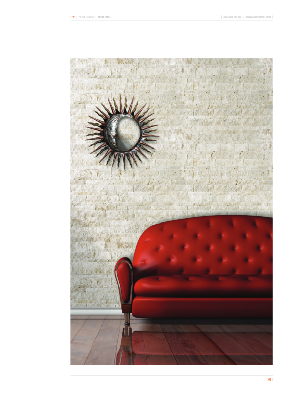 Cambria Ivory Strip Split Face 7"x21" Travertine Ledge Stone - Image 2